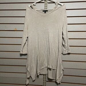 Signature Studio Open Shoulder V‎ Neck Tunic Top Beige Size M